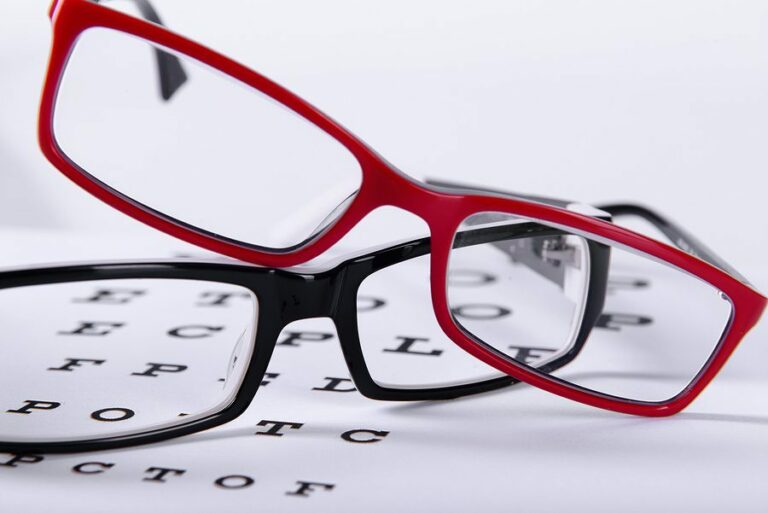 Eyeglasses and eye chart