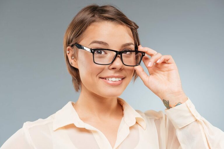 Woman wearing glasses