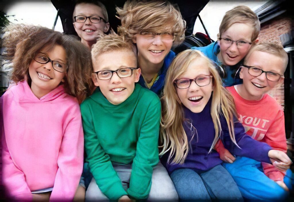 Group of kids wearing glasses