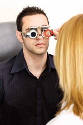 Man having his eye examined