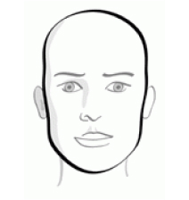 Illustration used to determine which style frame goes best with a oblong face type